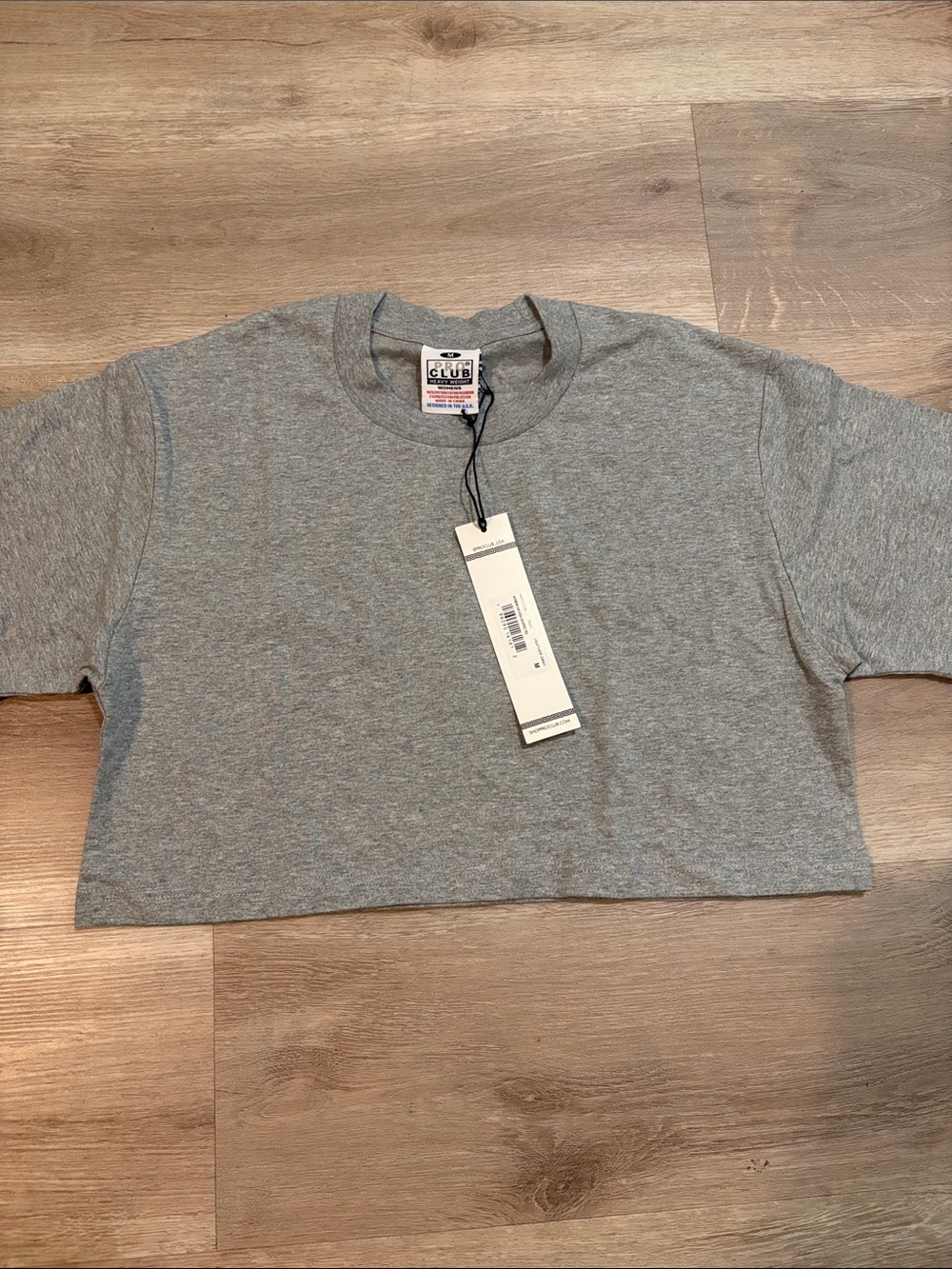 Cotton Crewneck Crop Top - Gray